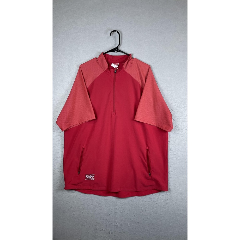 Rawlings‎ Pullover Mens XL Red 1/4 Zip Short Sleeve Baseball Batting Top